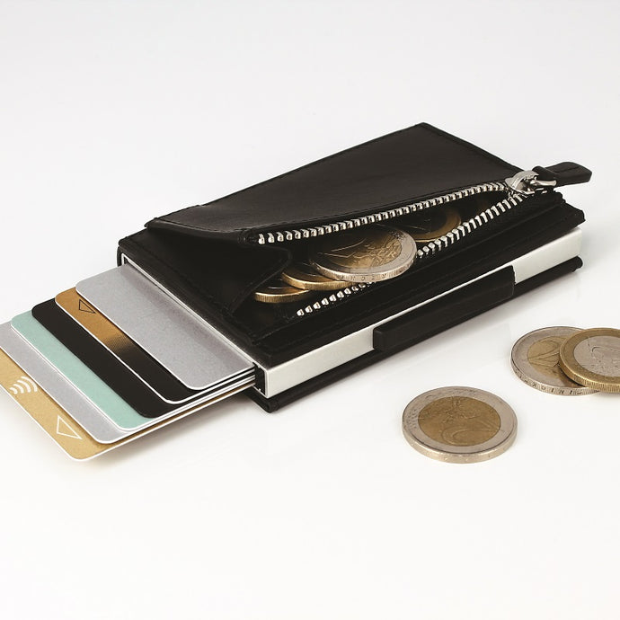 Cascade Zipper Wallet RFID 安全防盜真皮拉鍊三摺錢包